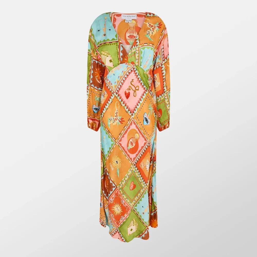 Never Fully Dressed balloon sleeve midaxi dress in multi print